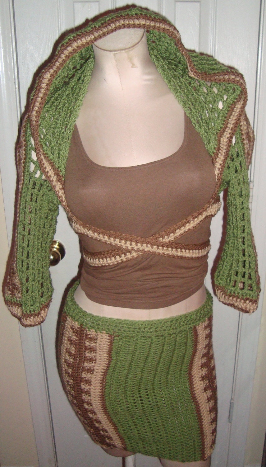 Wrapped Hooded Shrug w/ Matching Pencil Skirt