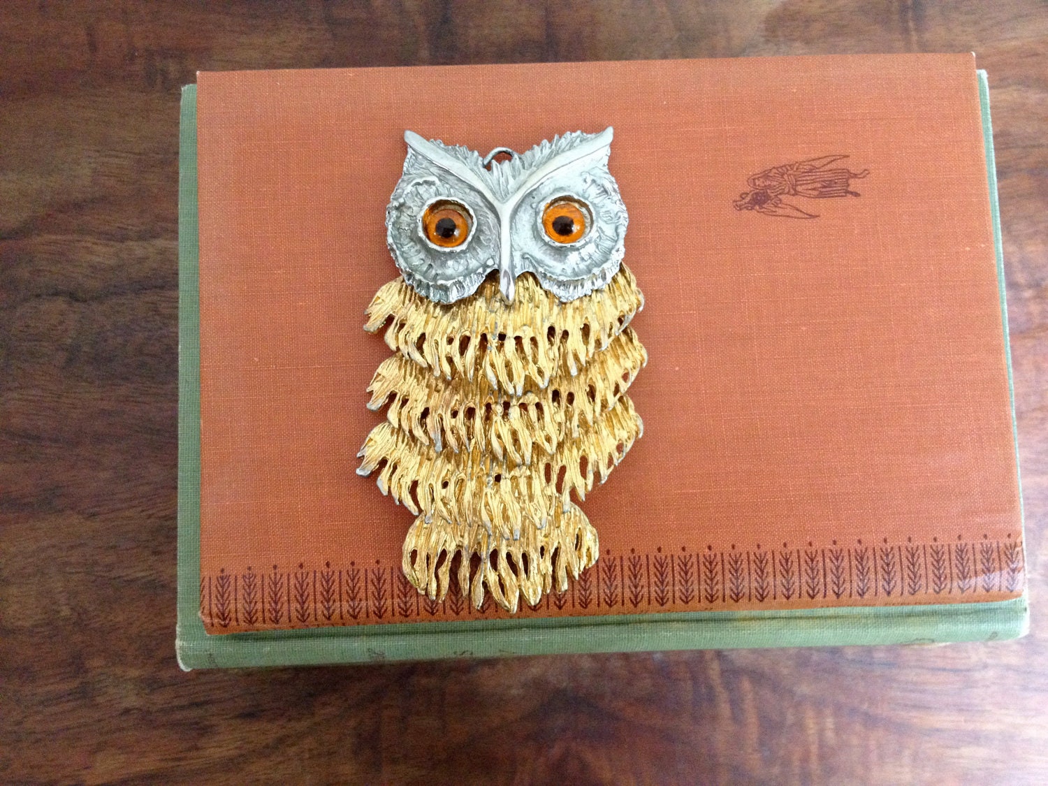 Vintage Articulated Owl Pendant - 1970s