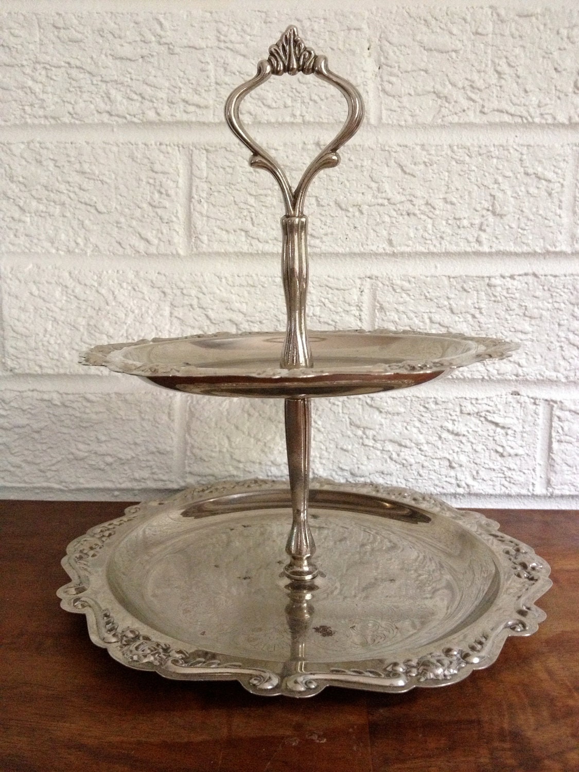 Vintage Two-Tiered Serving Platter - Silver Plated