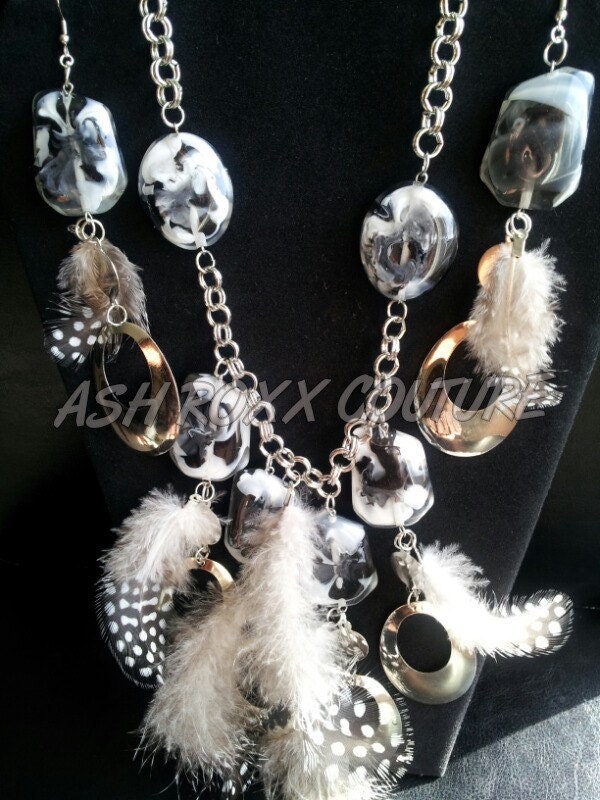 Love and hip hop Atlanta basketball wives Feathered Silver Earrings and necklace