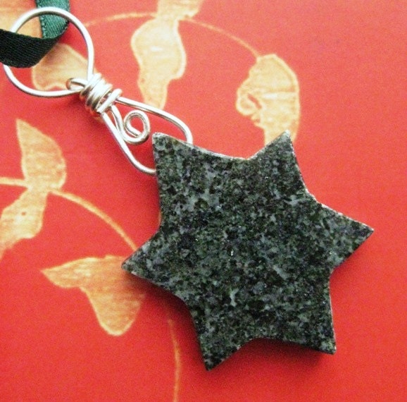 Connemara Marble Star Ornament. Christmas Tree Decoration in Rare, Green, Irish  Stone