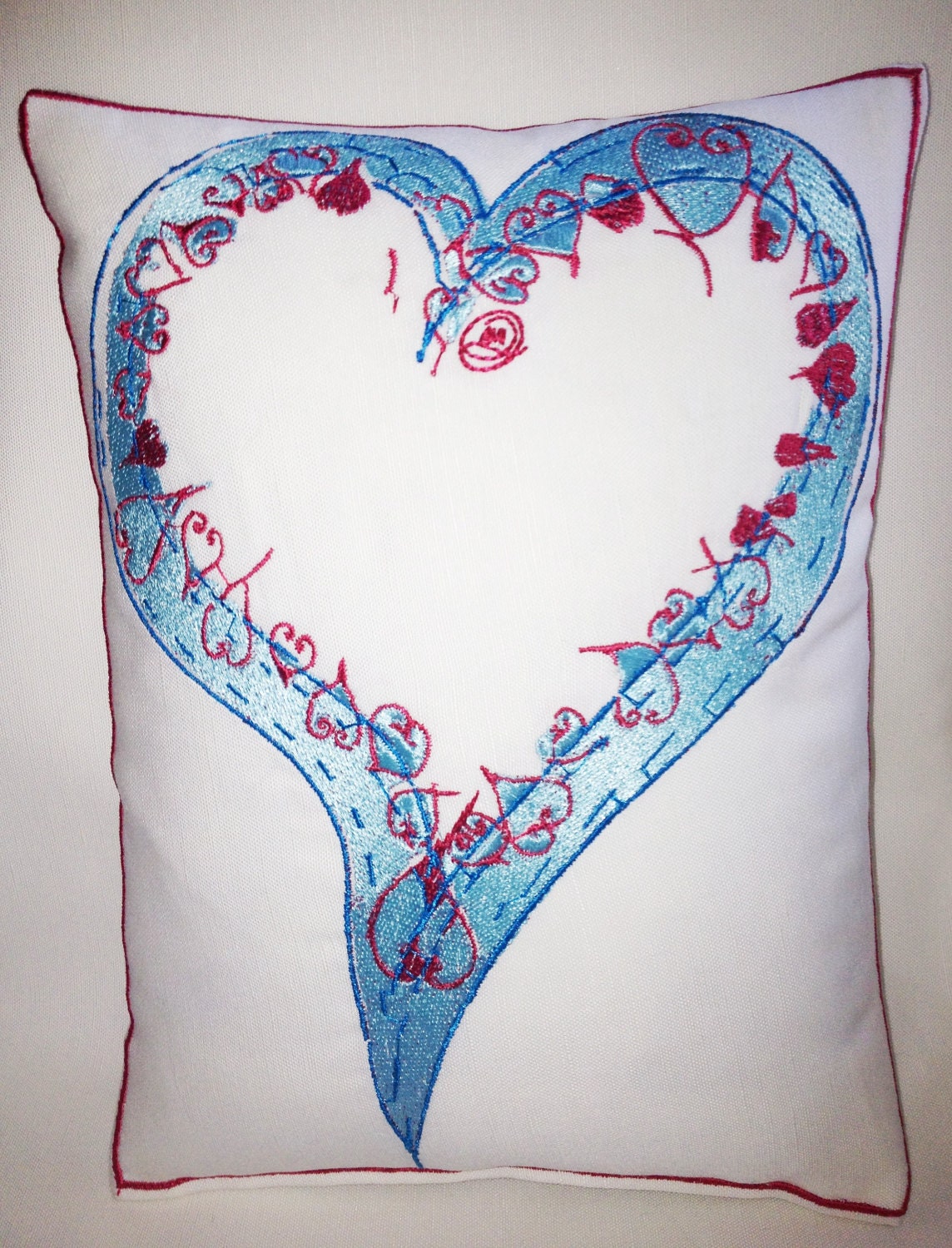 Love Heart, Artistic Embroidery - Throw Cushion