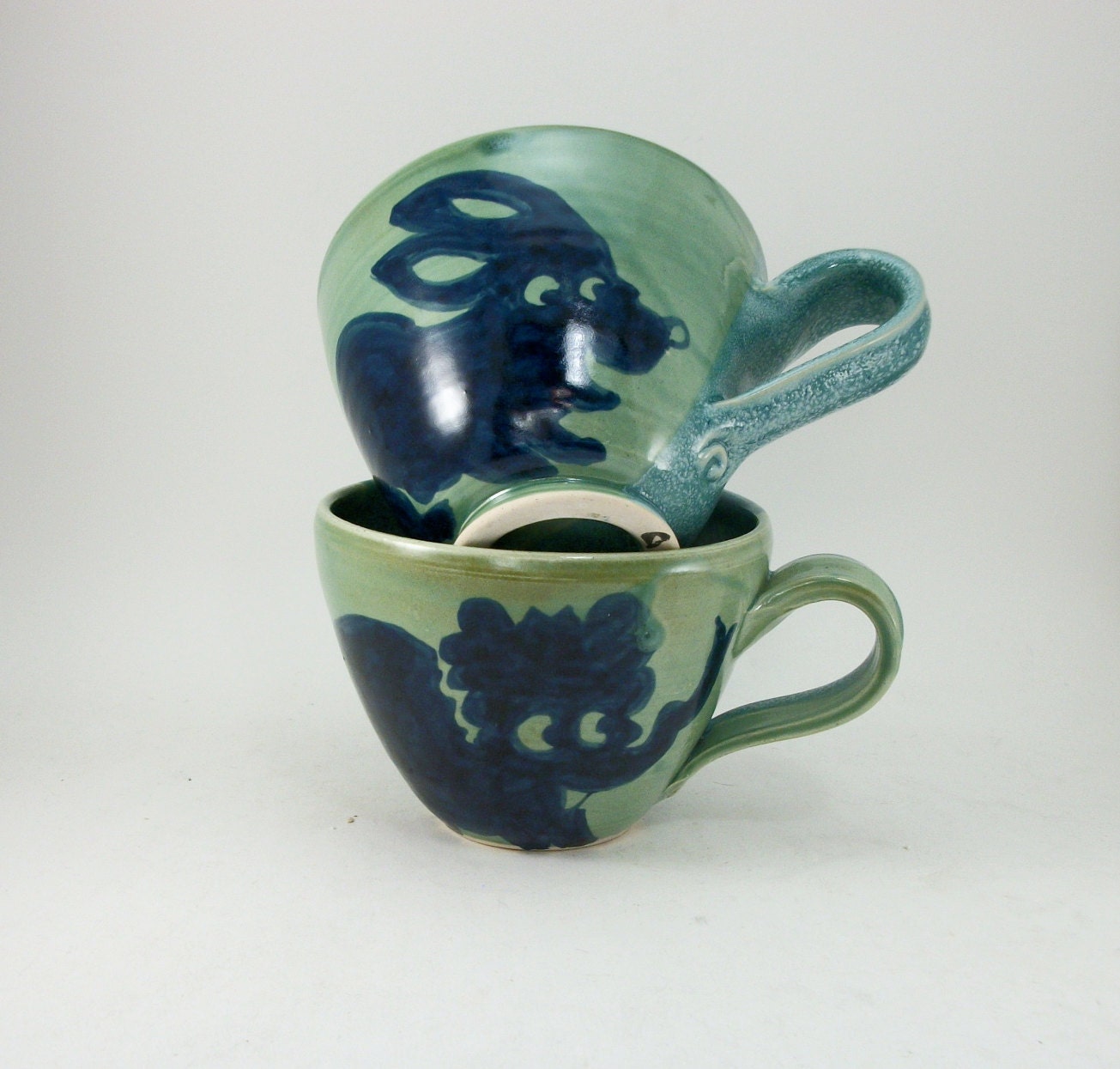 special pair of cups elephant and rabbit together