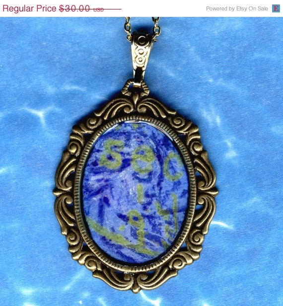 Black Friday Cyber Monday ANNABEL LEE original watercolor painting brass pendant necklace, Edgar Allan Poe inspired