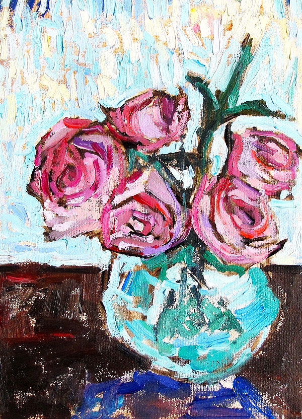 Painting of Pink Rose Bouquet