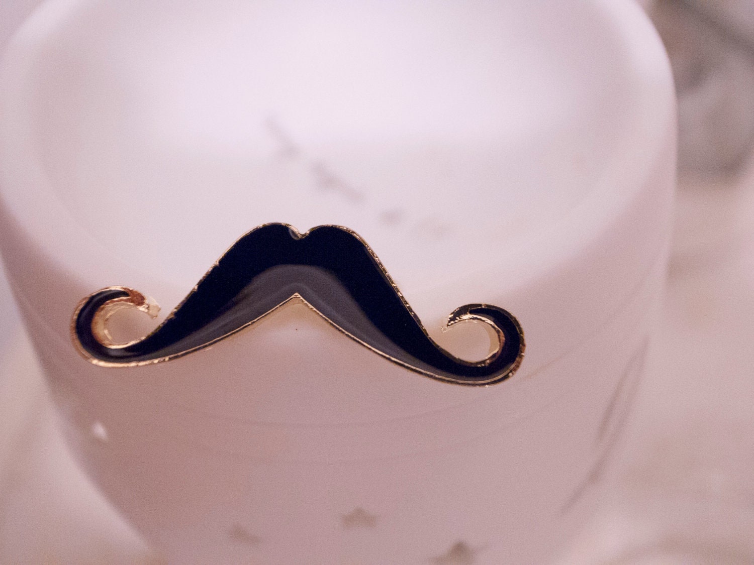 SALE -- LAST STOCK -- Funny and Chic Mustache Ring in Black - Size Adjustable