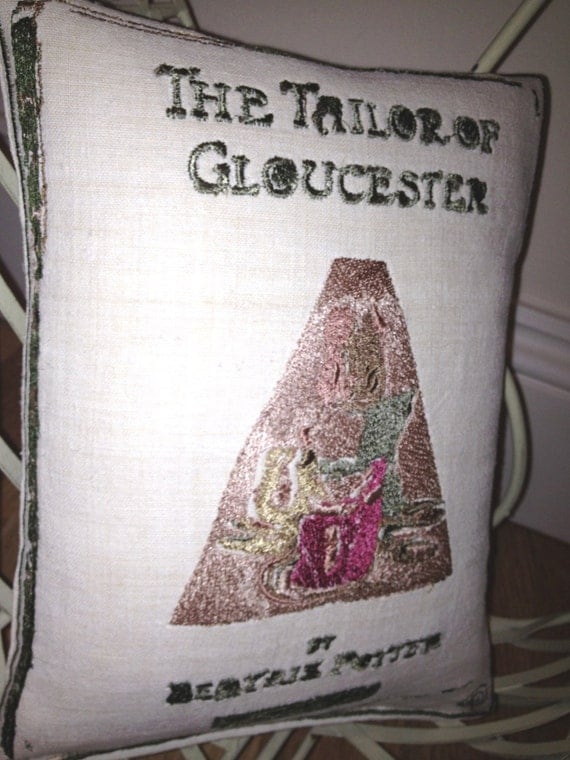 The Tailor Of GLOUCESTER, Beatrix Potter Artistic Embroidery Cushion Throw - Vintage Linen