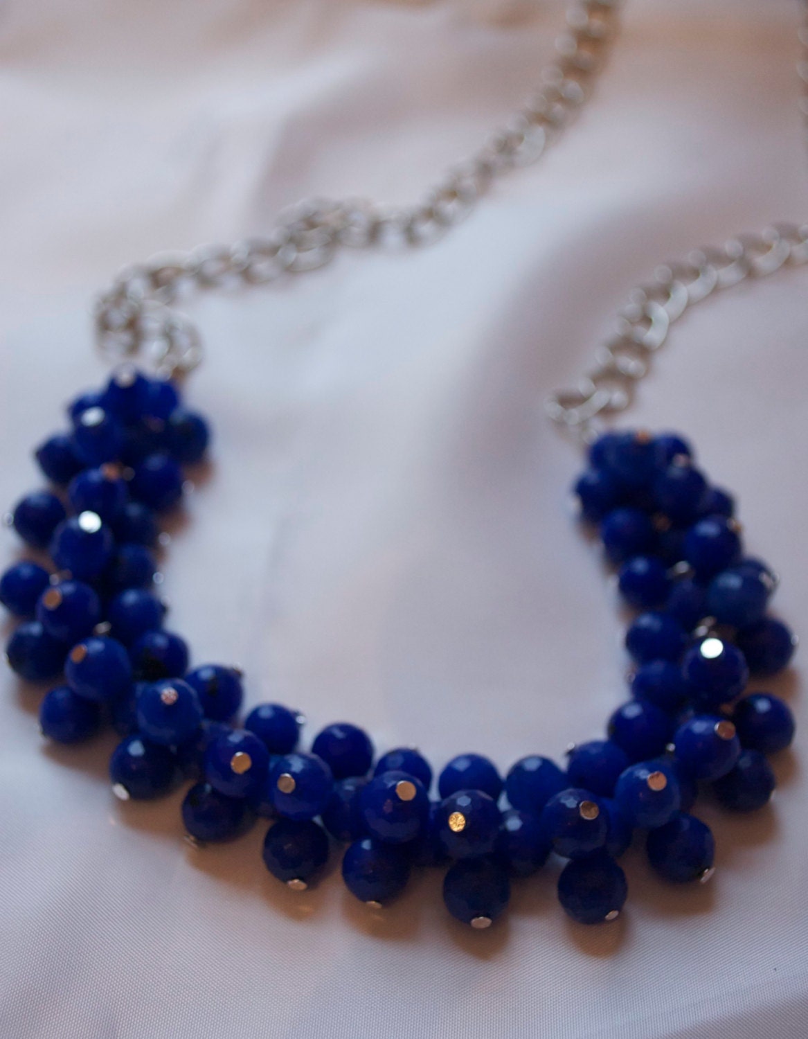 Cobalt Blue Long Cluster Necklace