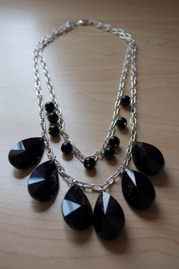 Chunky Black Pendant Necklace