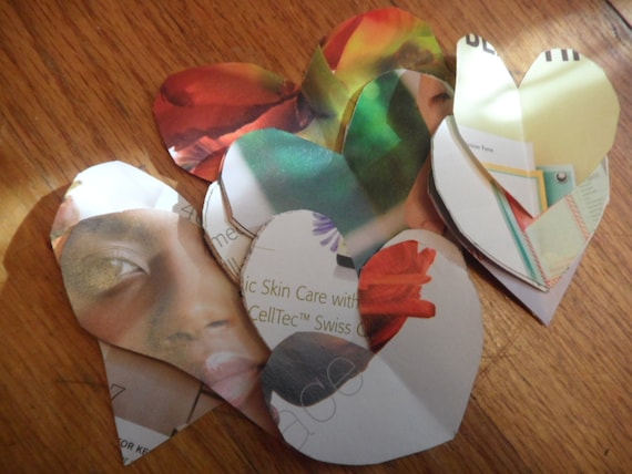 Heart Collage, Cut Out, Die Cut, Magazine, Green