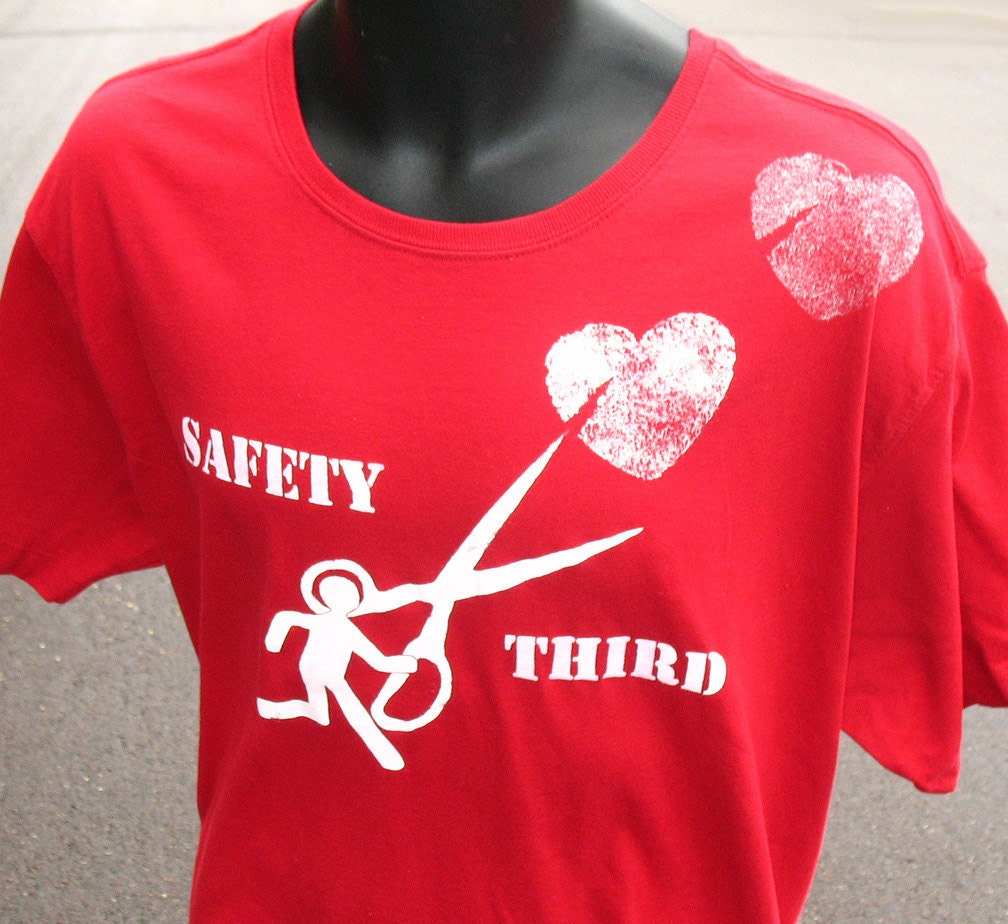 Running with Scissors is Dangerous to  Hearts womens tshirt - anti-valentine red shirt safety third tshirt