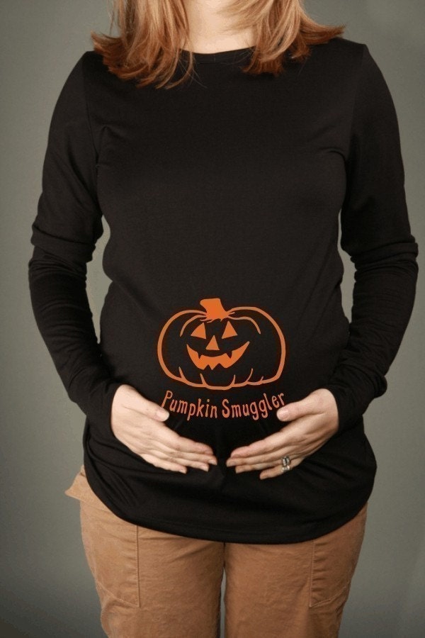 PUMPKIN SMUGGLER  Maternity Top Tee T-shirt Long-Sleeve Black, Sizes S, M, L, XL available