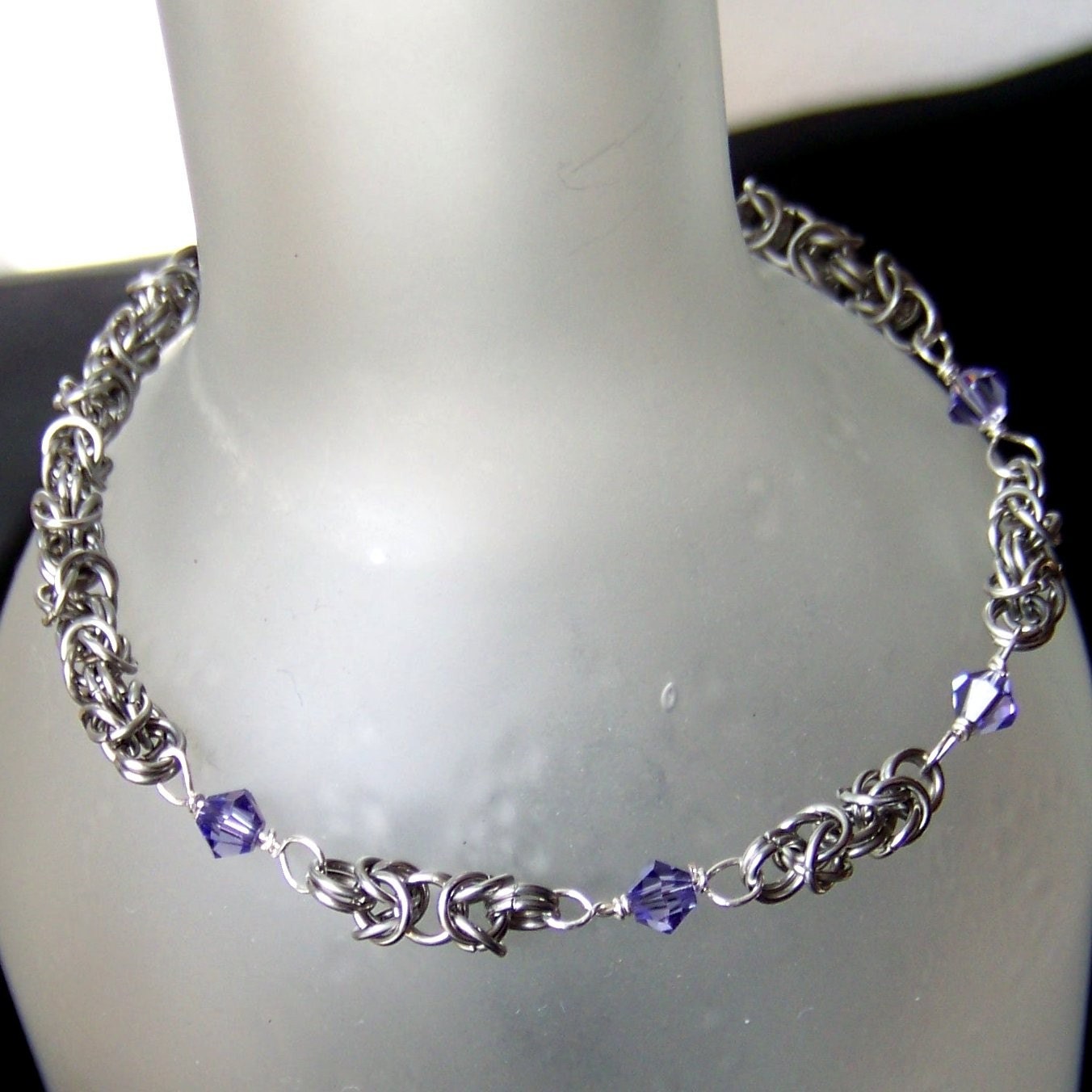 Silver and Gray Niobium Dragonscale Chainmaille Bracelet