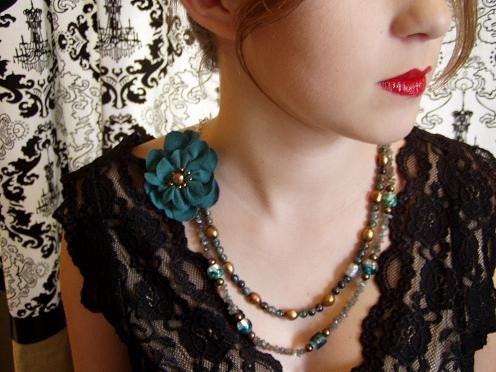 Fabulous Double Strand With Turqoise Flower