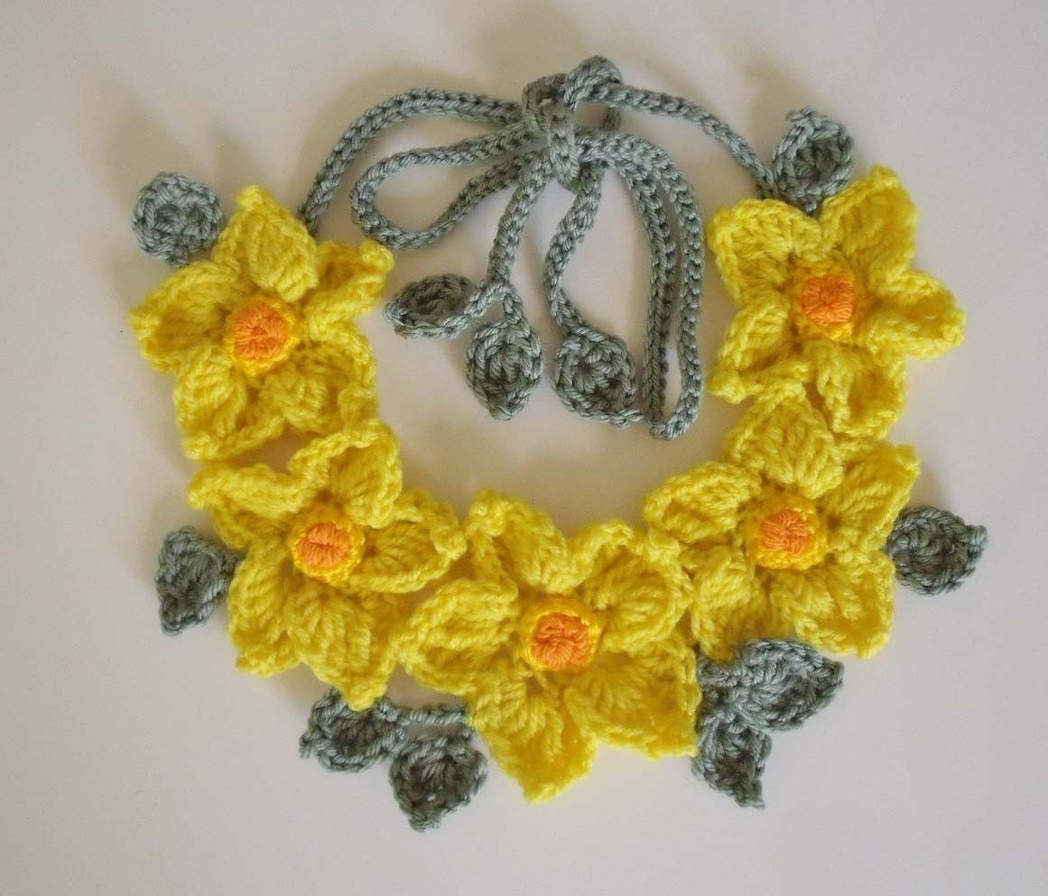 Knit Headband with Crochet Flower Crochet Pattern and Knit