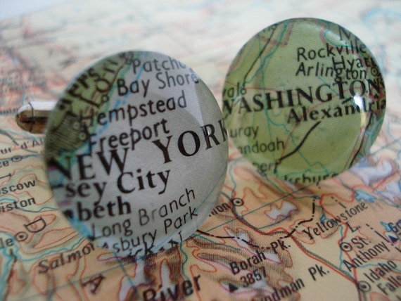 Map cufflinks - personalise with your own placenames