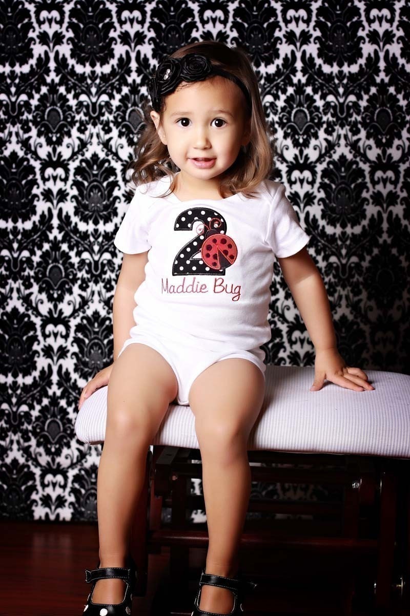 Red Ladybug Birthday Shirt or Onesie - Custom Monogrammed
