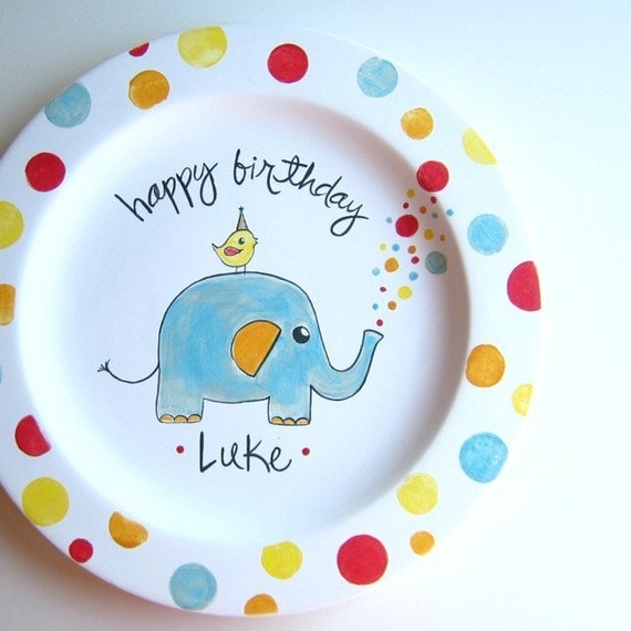 The Elephant Birthday Plate- Personalized