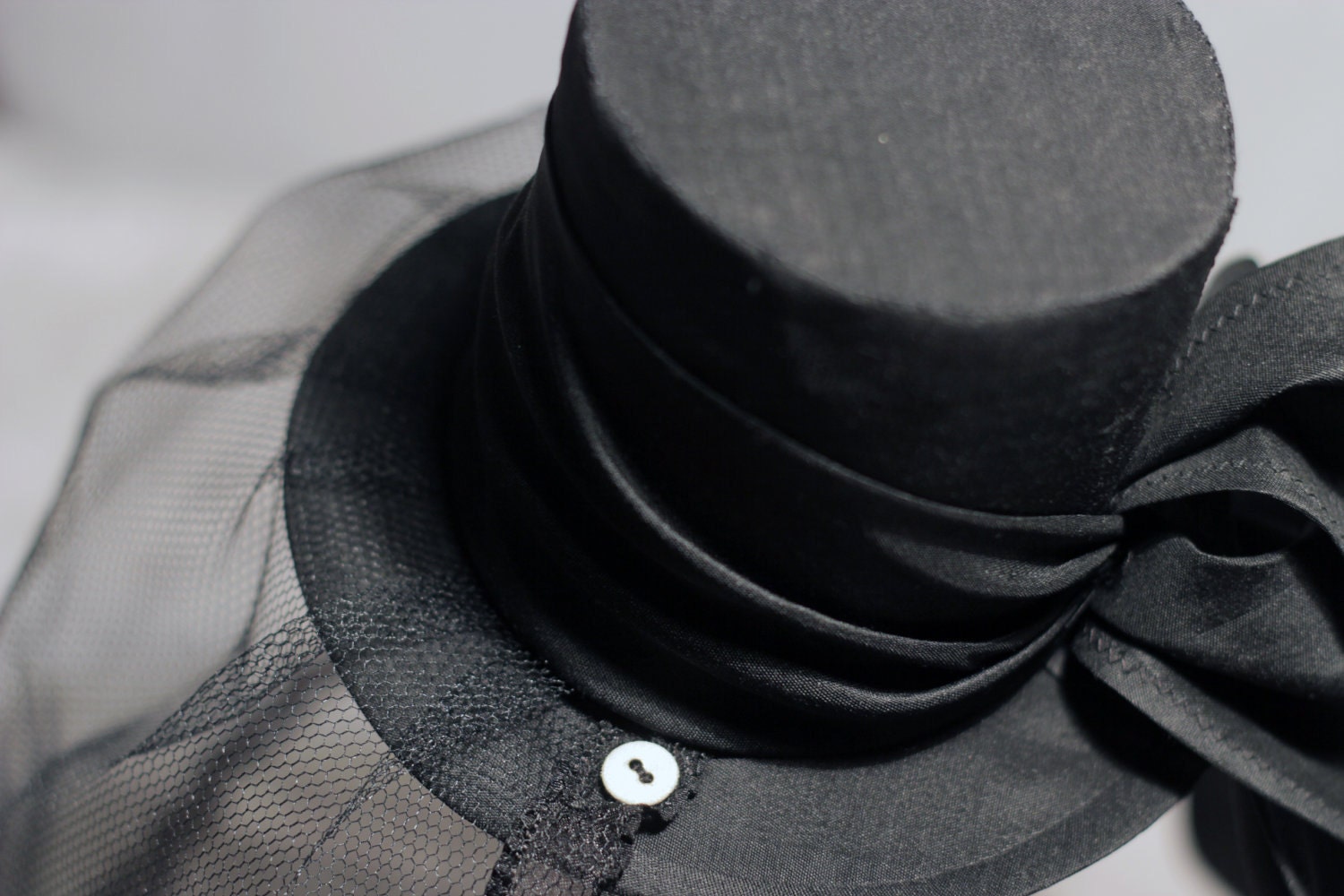 Black Silk Steampunk/Victorian Mini Top Hat
