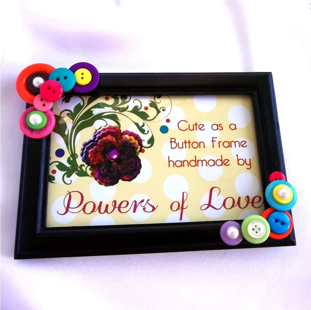 Button Embellished Photo Frame - 4x6 , Pearls, Horizontal or Vertical, Pink, Orange, Teal, Green
