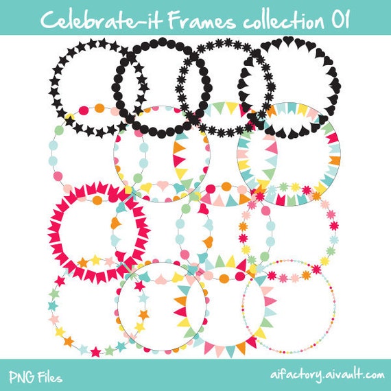 Circle frames celebrate-it collection 01 -  Commercial use and personal use clipart - confetti colors
