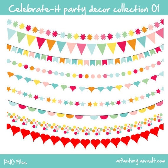 buntings celebrate-it decor collection 01 -  Commercial use and personal use clipart - confetti colors