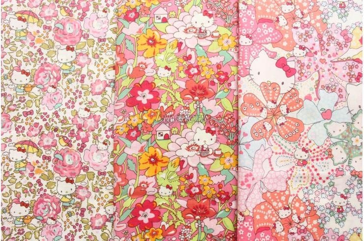 3 pcs of Liberty fabrics - Hello kitty printed in Japan -2012-1