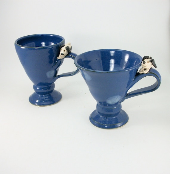 pair of blue mugs with beagles of other dogs sold together