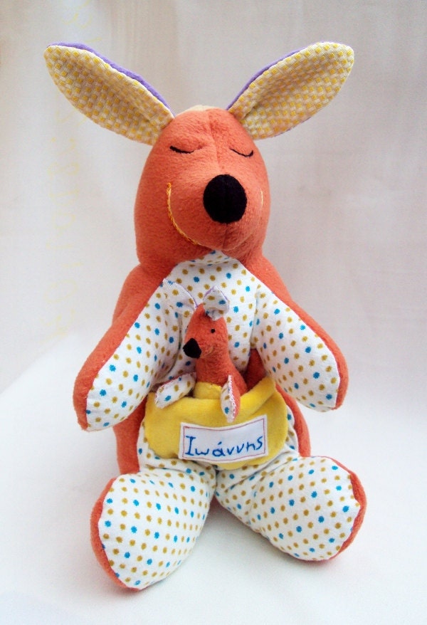 Mom kangaroo doll plush and finger puppet baby kangaroo plush doll