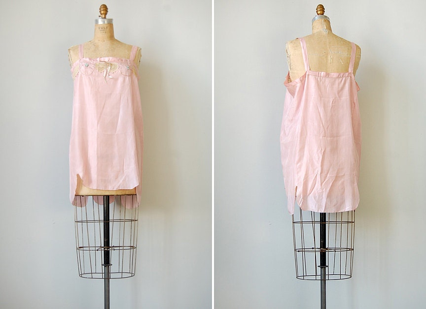 vintage 1920s lingerie / vintage 20s pink teddy / Kiss Me Till Dawn Slip