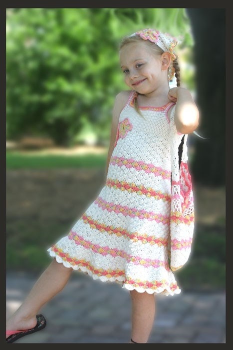 Free Knitting Pattern - Cotton Bam Boo Girl&apos;s Dress from the Girls